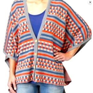 Quicksilver Multicolored Cotton‎ Checkered Poncho One Size Slouchy Indie Grunge